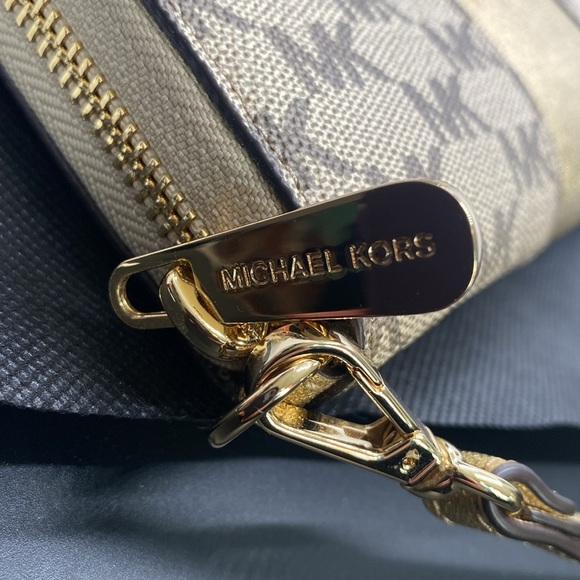🤎💛MICHAEL KORS🤎💛Nat/Gold Jet Set Center Stripe Travel Continental Wallet/NWT - Picture 4 of 7